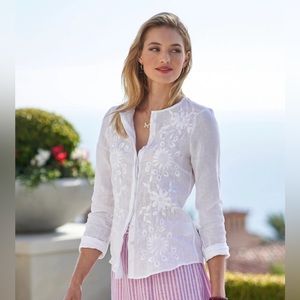 Gorsuch embroidered long sleeve linen blouse